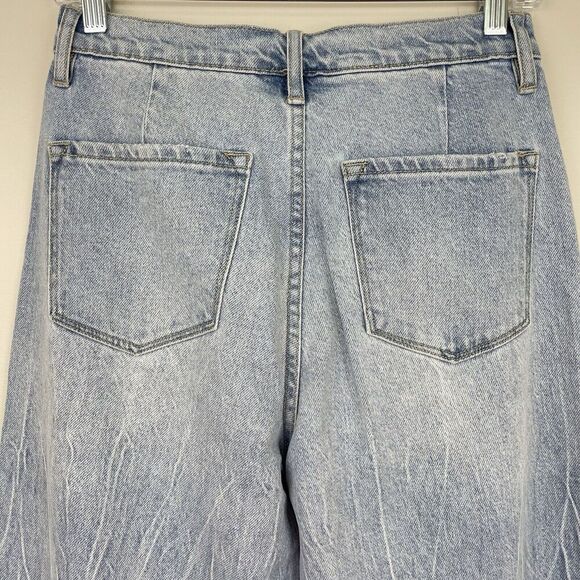 Kancan Estilo Jeans Womens Size 3/25 (26X31) Baggy Wide Leg Faded Blue Raw Hem - Picture 7 of 9